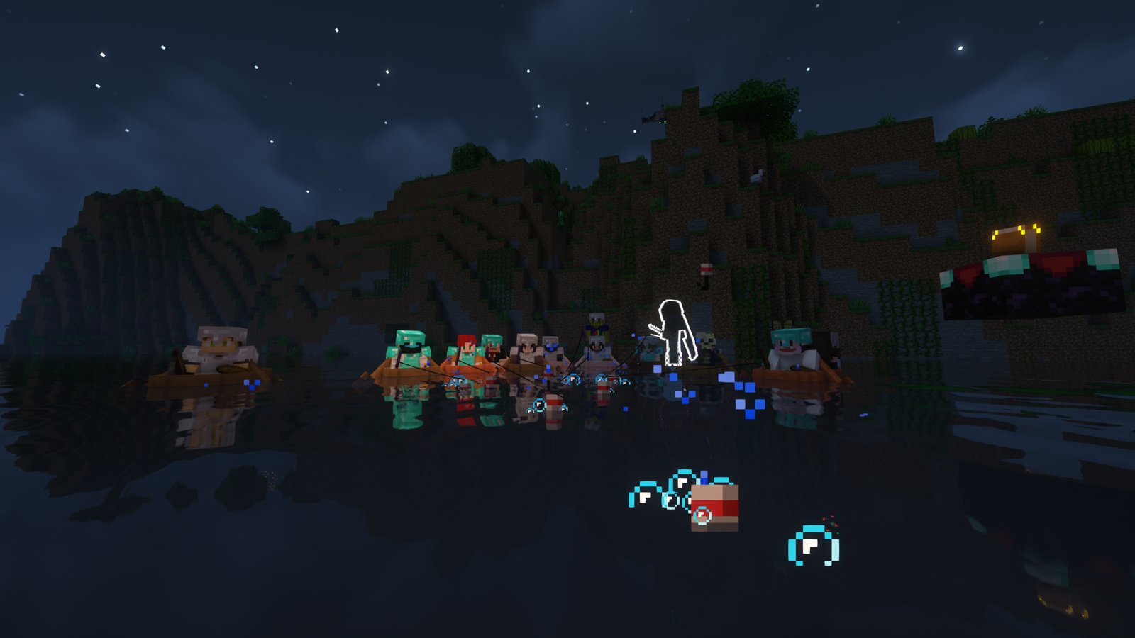 Players gathered for a fishing party
